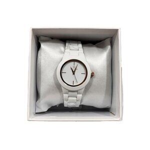 NEW Clyda White Acetate with Rose Gold Accent Quartz Watch